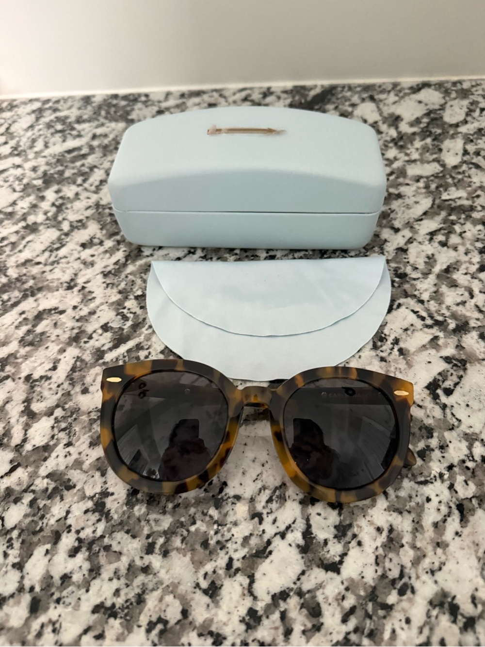 Karen Walker Tortoiseshell Frame Sunglasses with Dark Lenses